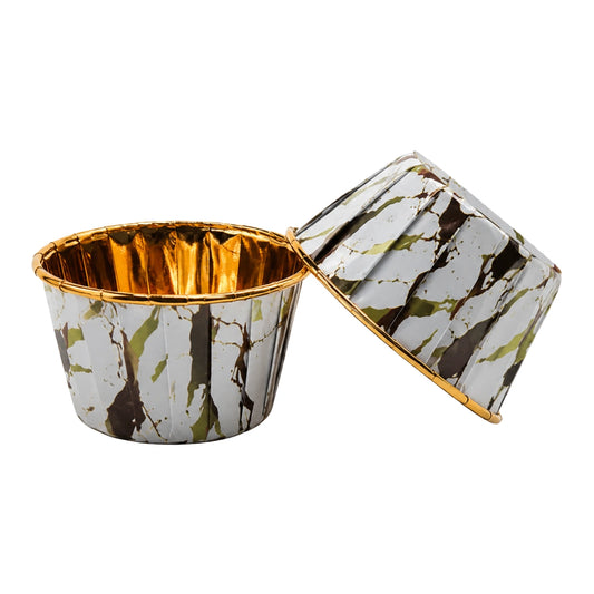 White Gold Marble - Metallic Cupcake Liners - 50Pcs