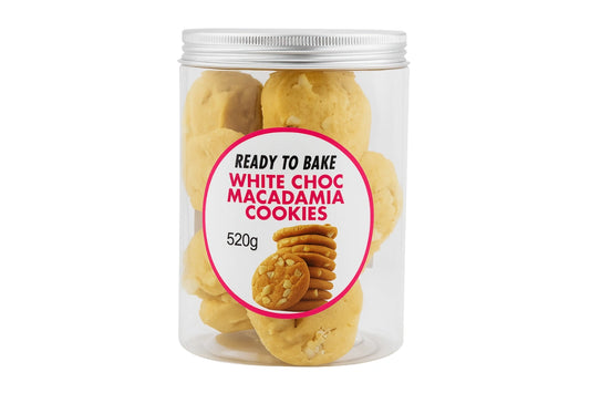 White Chocolate 10 Ready to Bake Cookies Choc and Macadamia520g - Bakels