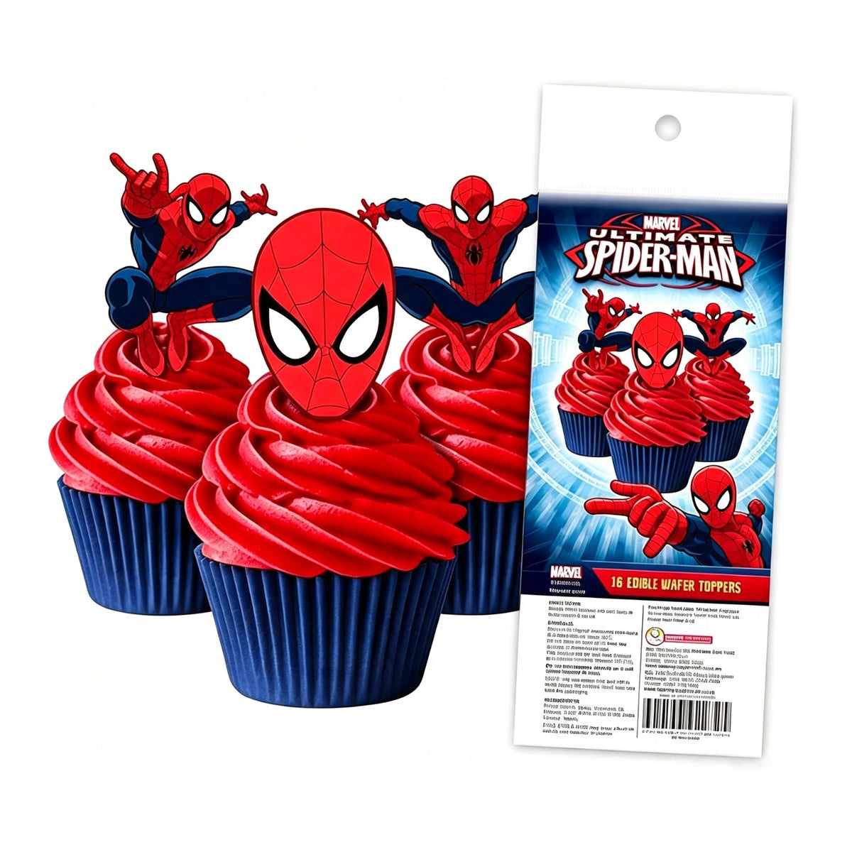 Spiderman Edible Wafer Cupcake Toppers (16 Pack) - BSC