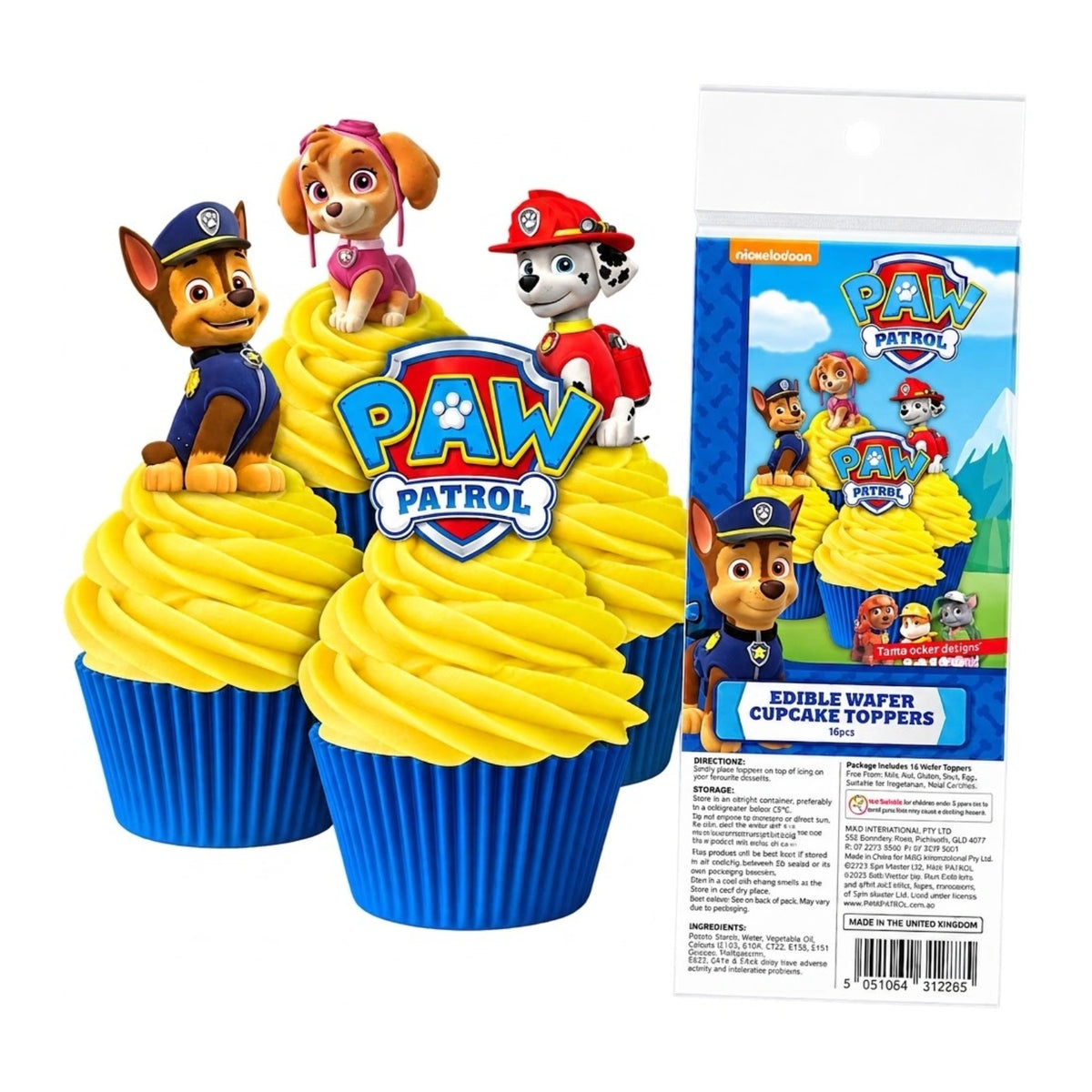 Paw Patrol Edible Wafer Cupcake Toppers (16 Pack) - BSC