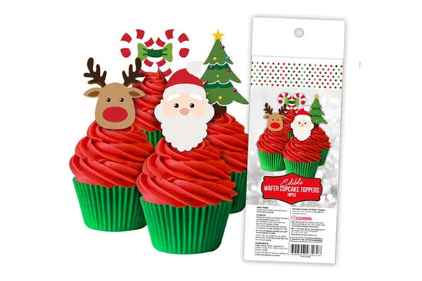 Christmas Edible Wafer Cupcake Toppers (16 Pack) - BSC