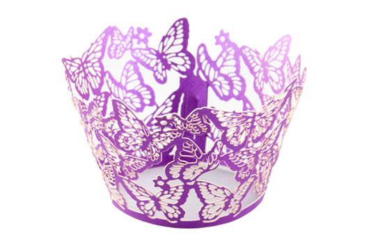 Purple Butterfly Cake Wraps Cake Decorating Tools - Pack of 12 - Gateau Art