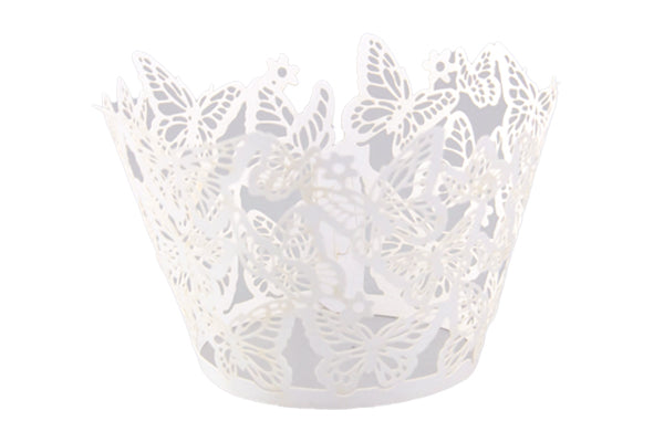 White Butterfly Cake Wraps Cake Decorating Tools - Pack of 12 - Gateau Art