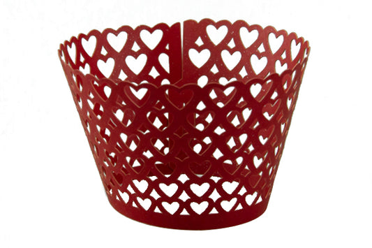 Red Heart Design Cupcake Wrappers (12 Pack) - Iconic Cake Art