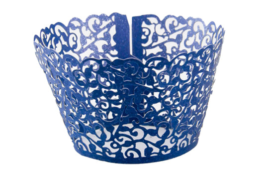 Blue Navy Lace Cake Wraps - Cake Decorating Tools (12 Pack) - Gateau Art