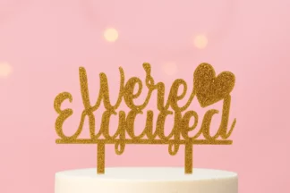 Were Engaged - Acrylic Engagement Cake Topper - Gold Glitter,ACTGG-040