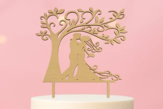 LOVE TREE WOOD LOOK ACRYLIC ENGAGEMENT WEDDING CAKE TOPPER,ACTWL-020
