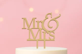 MR AND MRS WOOD LOOK ACRYLIC ENGAGEMENT WEDDING CAKE TOPPER,ACTWL-050