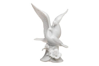 Glazed Porcelain Doves And Flowers Wedding Cake Topper,2030