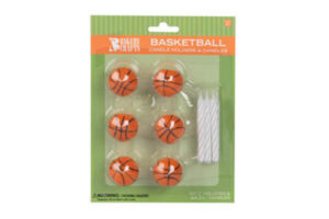 BASKETBALL CANDLE HOLDER WITH CANDLES,40684-2