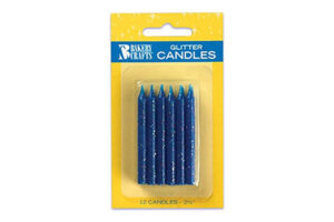 Blue Glitter Smooth and Spiral Candles,39066