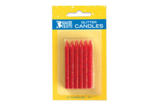 REd Glitter Smooth and Spiral Candles,C-74R