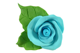 Single tea rose with 2 leaves Blue,SFMKKD144BL