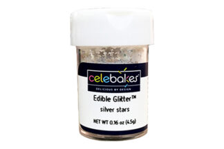 Celebakes Metallic Silver Edible Glitter Flakes, 1 oz. | Bakedeco