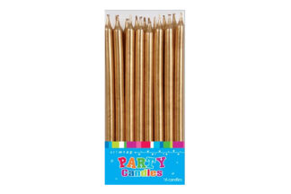 16 PIECES TALL GOLD BIRTHDAY CANDLES,E54701