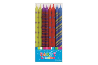 DOTS STRIPES BIRTHDAY CANDLES,MULTICOLOUR DOTS STRIPES BIRTHDAY CANDLES,E54703