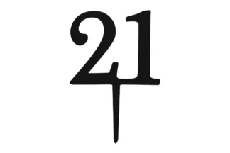 MINI NUMBER 21 - Black Acrylic Cake Topper - Cupcake Pick,ACTMBK-021