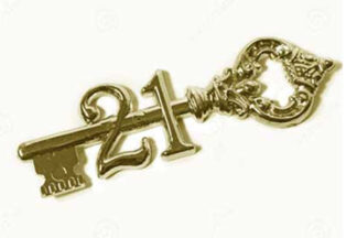 Gold 21st Key Antique,KE07-G