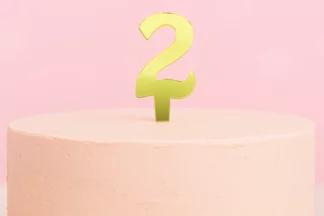 8cm NUMBER2 TWO GOLD MIRROR CAKE TOPPER - Monogram,ACTMG-02