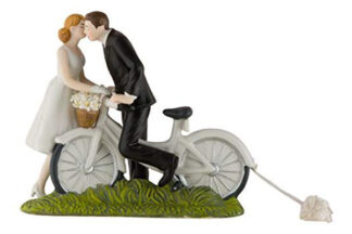 A Kiss Above Bicycle Couple Romantic Wedding Cake Topper,9215