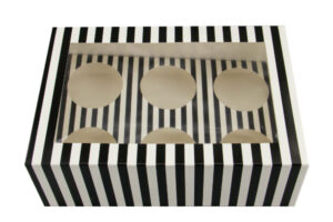 6 Holds BLACK and WHITE STRIPE,6-holds-black-white-stripe-cupcake-box-100-pack-3020569-1600
