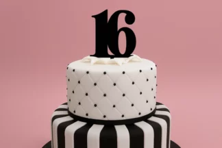 16 Number Acrylic Black Cake Topper - anniversary birthday,ACTBK-016