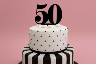 50 Number Acrylic Black Cake Topper - anniversary birthday,ACTBK-050