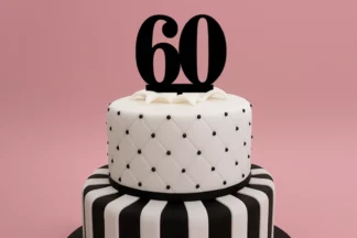 60 Number Acrylic Black Cake Topper - anniversary birthday,ACTBK-060