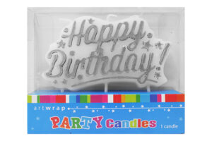 Silver Happy Birthday Party Candle,E3598