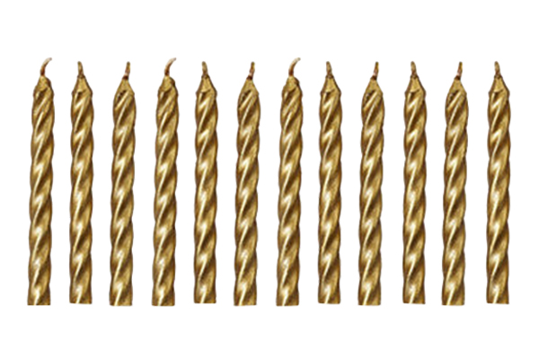Pack of 12 GOLD TWIST PARTY CANDLES Artwrap | My Dream Cake GOLD TWIST PARTY CANDLES,E4186