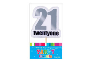 SILVER TWENTY FIRST 21ST BIRTHDAY PARTY CANDLE,E46902