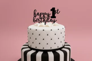 HAPPY 1ST BIRTHDAY - ACRYLIC CAKE TOPPER - BLACK,ACTBK-206