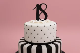 NUMBER 18 SCRIPT - BLACK ACRYLIC CAKE TOPPER,ACTBK-F18
