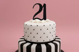NUMBER 21 SCRIPT - BLACK ACRYLIC CAKE TOPPER,ACTBK-F21