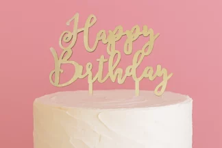 HAPPY BIRTHDAY WOOD LOOK ACRYLIC CAKE TOPPER,ACTWL-010