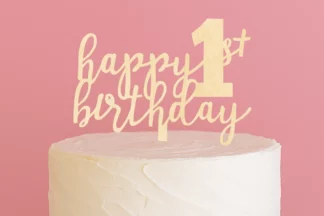 Happy 1st Birthday - Acrylic Cake Topper - Wood Look,ACTWL-017