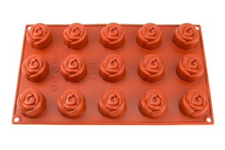 ROSE 15 CAVITY SILICONE CHOCOLATE DOME,ROSE SILICONE CHOCOLATE DOME MOLD,D-074