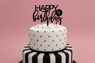 Style 2 Happy Half Birthday - Black Acrylic Topper,ACTBK-HBF