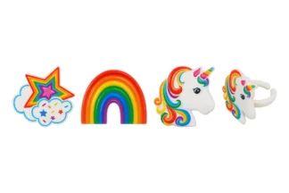 Rainbow Unicorn Assortment Cupcake Rings - 6pce Bakery Crafts,23114
