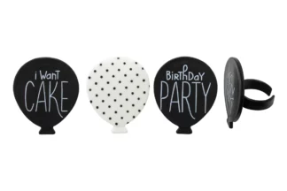 Black and White Birthday Cupcake Rings Bakery Crafts,7636