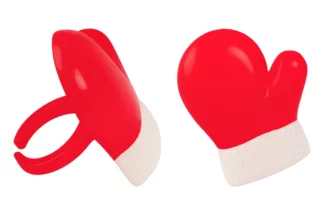 8 PIECES SANTA GLOVES RED AND BLACK - MIXED CUPCAKE RINGS Bakery Crafts,X-928