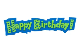 Blue Green Happy Birthday Plaque - Cake Topper Bakery Crafts,HB-19-GB