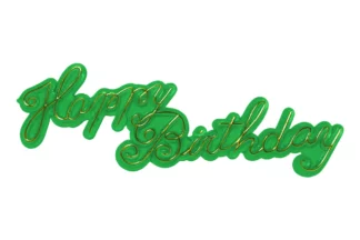 Green Jewel Happy Birthday Script Layon Bakery Crafts,HB-7J-GGR