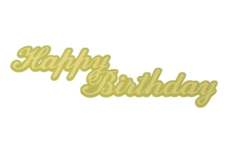 Yellow Jewel Happy Birthday Script Layon Bakery Crafts,HB-7J-GYE