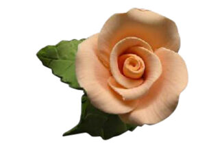 Single tea rose with 2 leaves Peach,SFMKKD144PE
