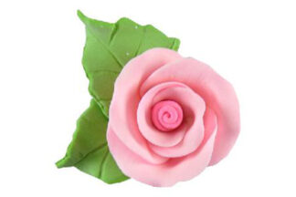 Single tea rose with 2 leaves Pink,SFMKKD144PK