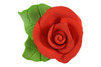 Single tea rose with 2 leaves Red,SFMKKD144RD