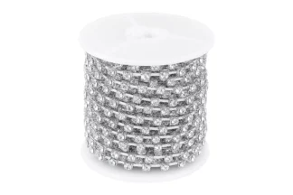 4mm Silver Single Row Spaced Diamante Rhinestone Chain,DMCSIL-002