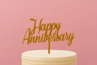 Happy Anniversary - Acrylic Cake Topper - Gold Glitter,ACTGG-030