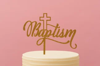 Baptism - Acrylic Cake Topper - Gold Glitter,ACTGG-082